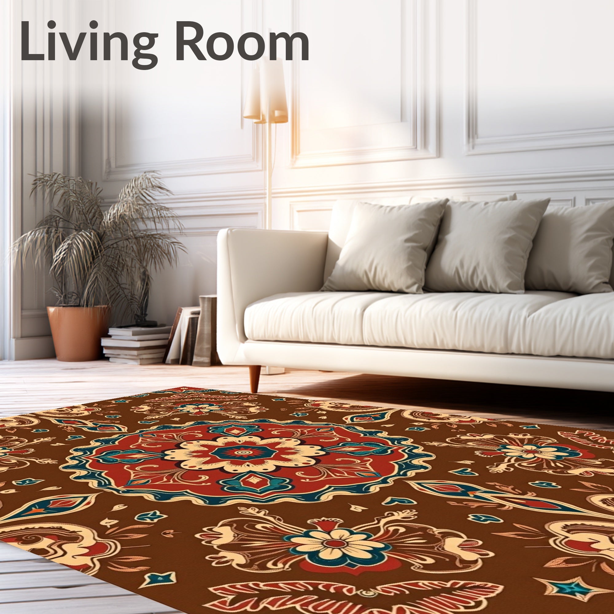 Ornate Floral Medallion Pattern Rug