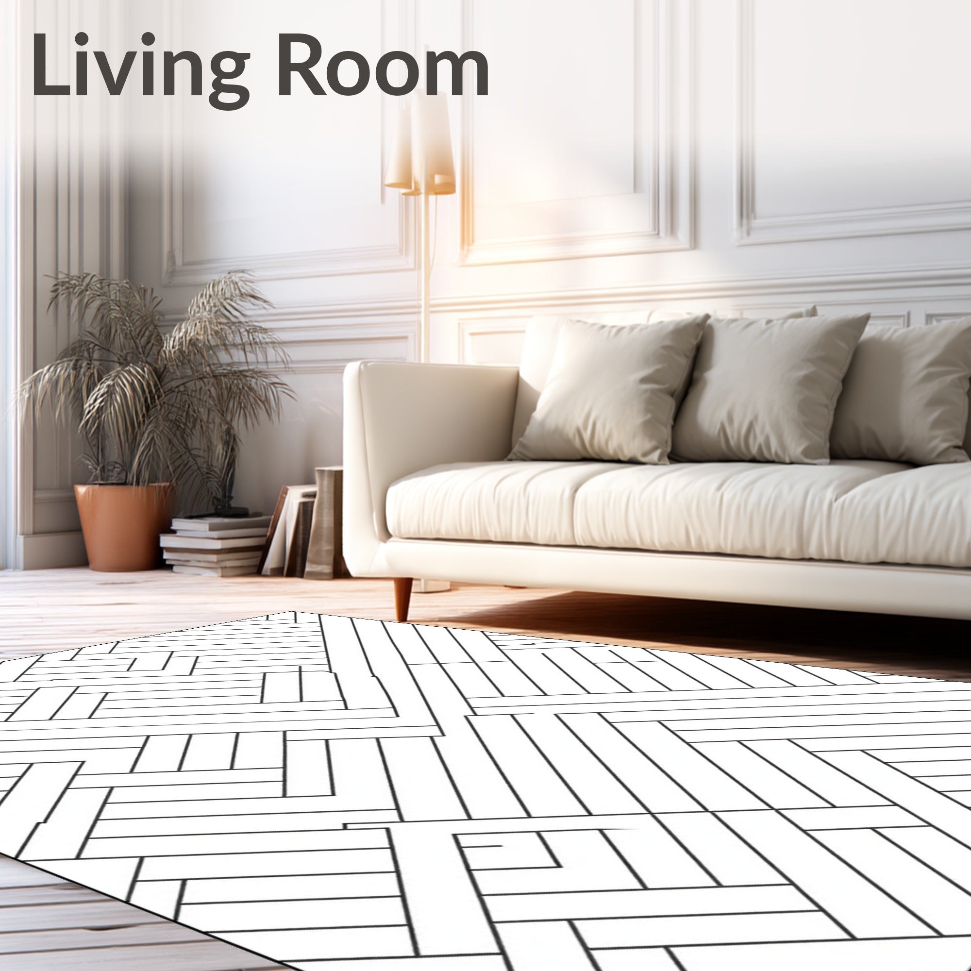 Diagonal Herringbone Pattern Design Rug