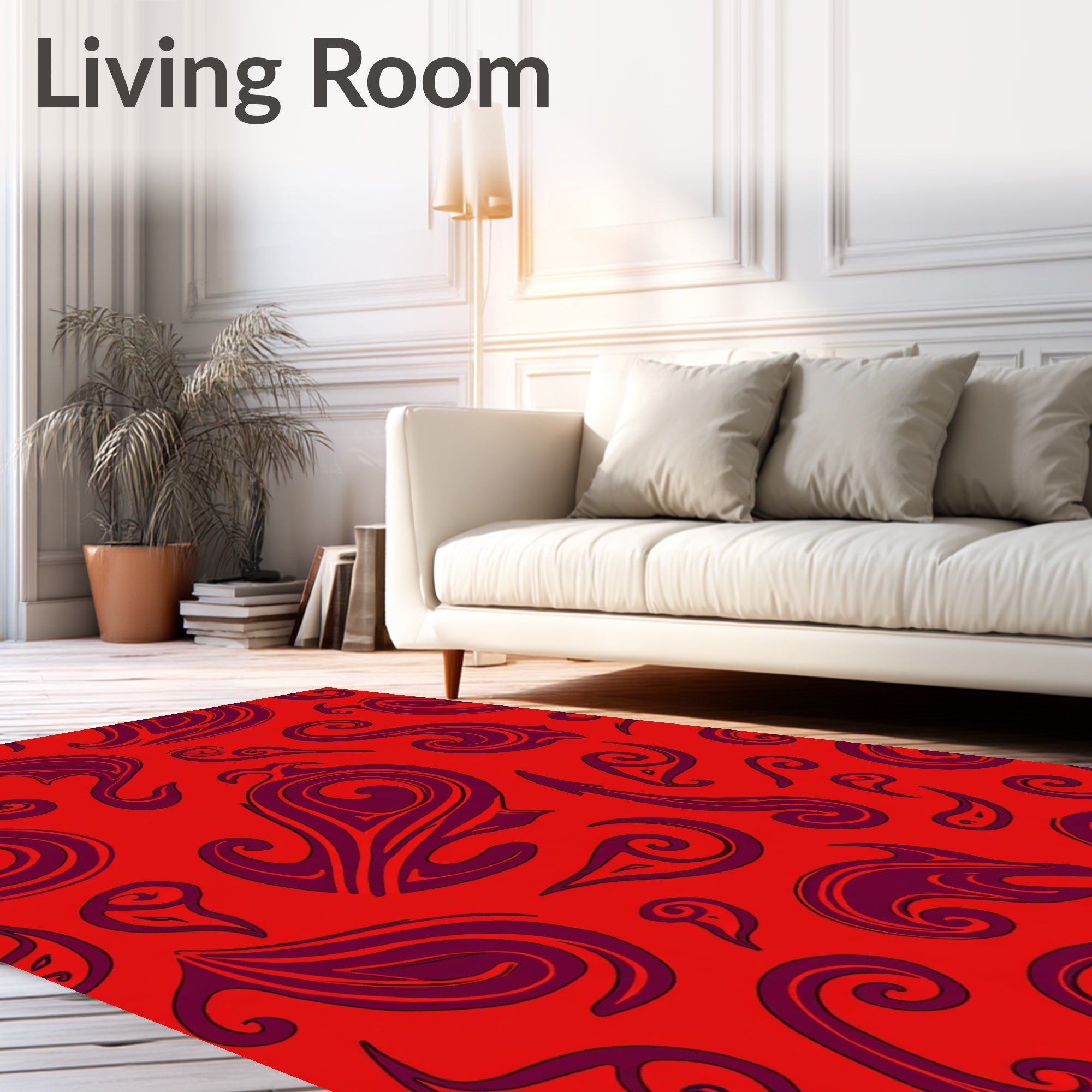 Red Paisley Swirl Decorative Design Rug