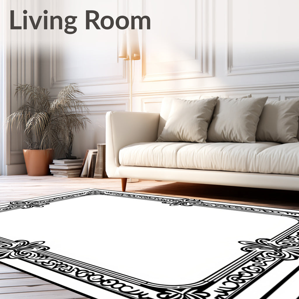 Classic Ornate Floral Border Design Rug