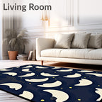 Abstract Crescent Moon Yellow Dot Pattern Rug