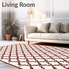 Maroon Lattice Geometric Pattern Rug