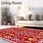 Vibrant Red Golden Star Medallion Rug