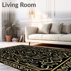 Black And Gold Filigree Pattern Rug