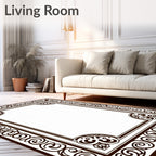 Ornate Scrollwork Border Pattern Rug