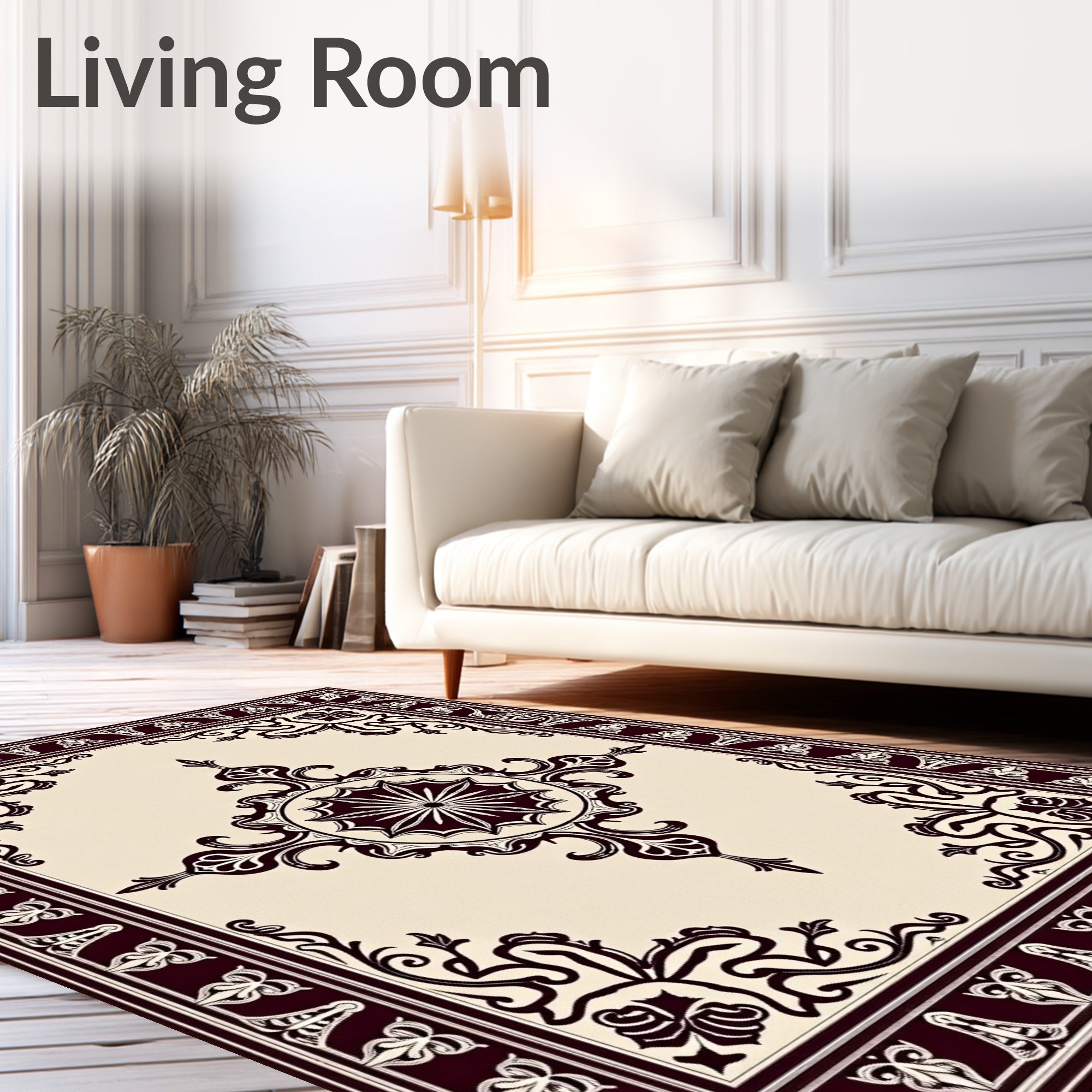 Vintage Ornamental Scrollwork Design Rug