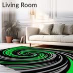 Green Gray Swirl Abstract Design Rug