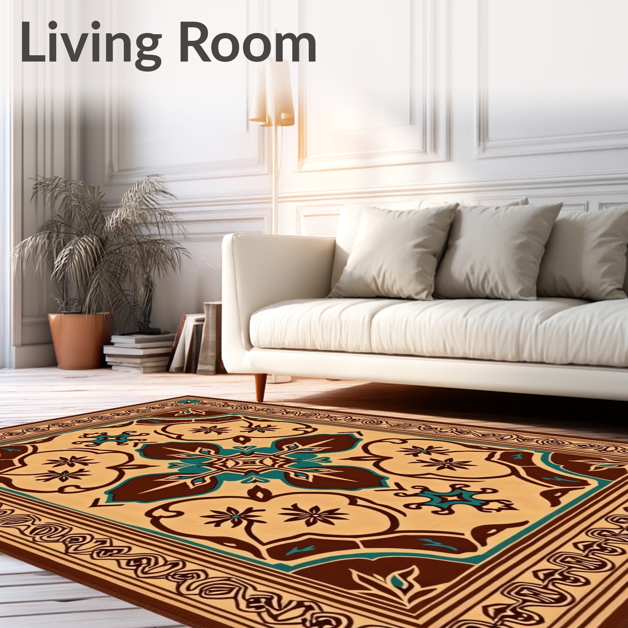 Ornate Floral Patterned Medallion Rug