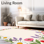 Floral Daisy Tulip Border Design Rug