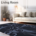 Abstract Blue Swirl Silhouette Rug
