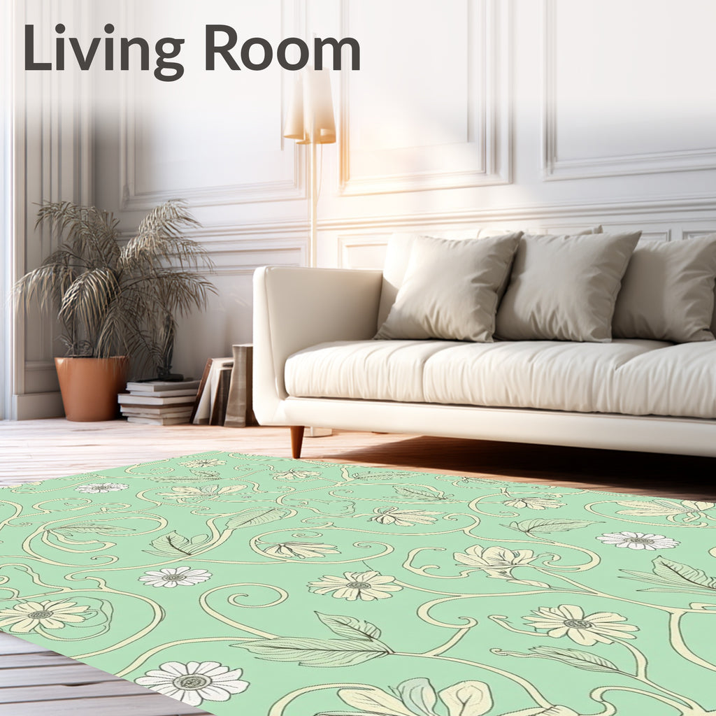 Whimsical Floral Vine Patterned Rug