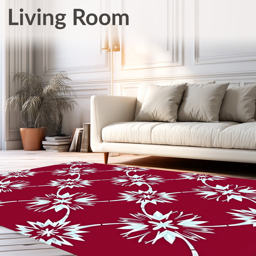 Crimson Interlocking Starburst Pattern Rug