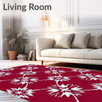 Crimson Interlocking Starburst Pattern Rug