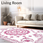 Pink Mandala Floral Medallion Pattern Rug