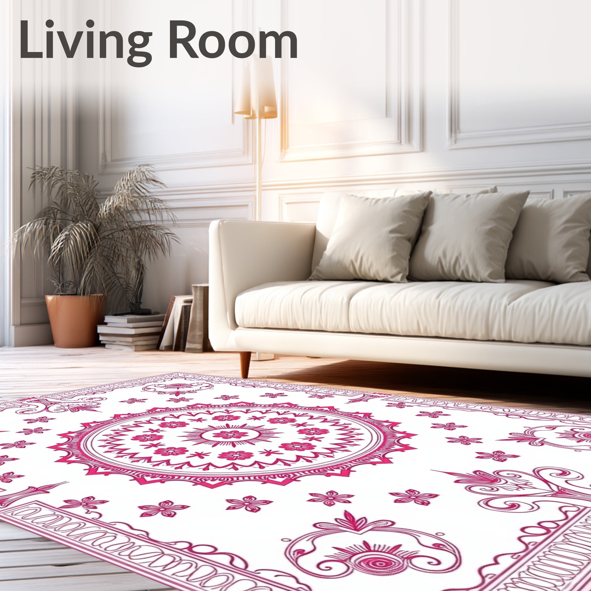Pink Mandala Floral Medallion Pattern Rug