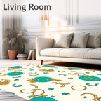 Curious Carriage Turquoise Pattern Rug