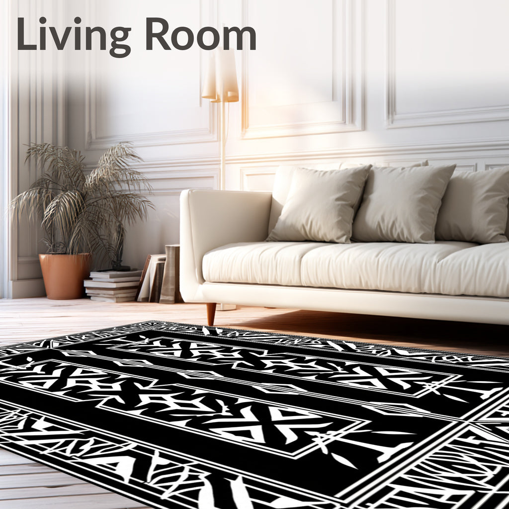 Monochrome Geometric Frame Design Rug