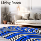 Vibrant Blue Wave Pattern Design Rug