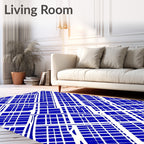 Abstract Blue White Geo Pattern Rug