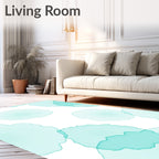 Abstract Aqua Ink Blob Pattern Rug