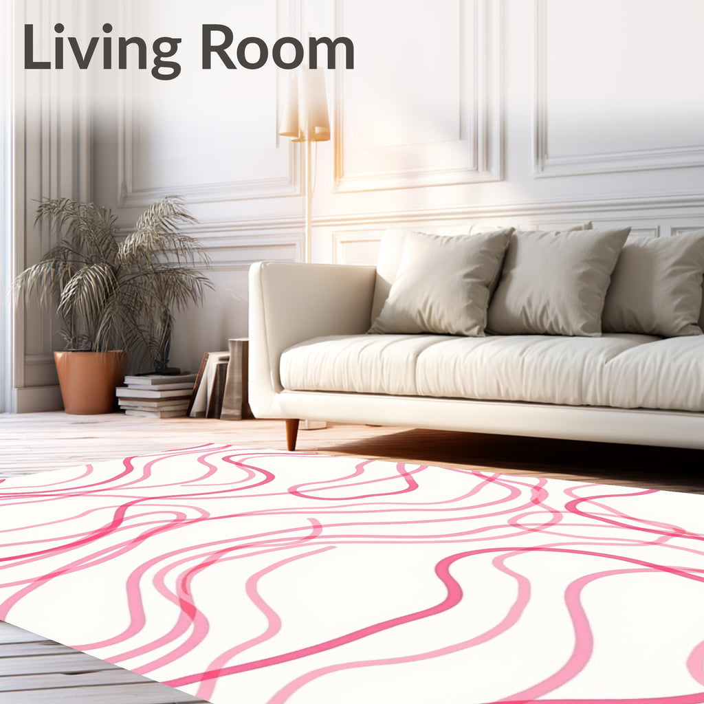 Abstract Pink Wavy Lines Pattern Rug