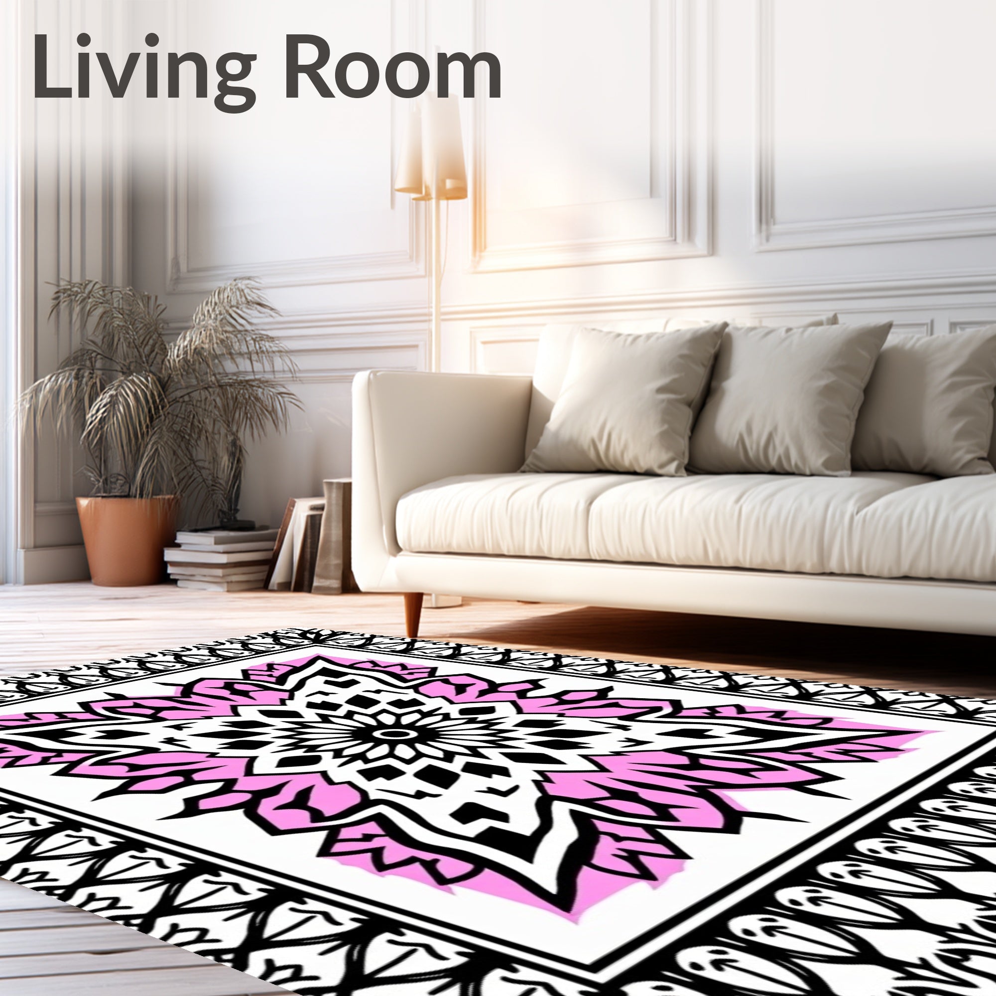 Graphic Pink Mandala Inspired Pattern Rug