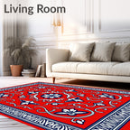 Classic Floral Bordered Red Rug