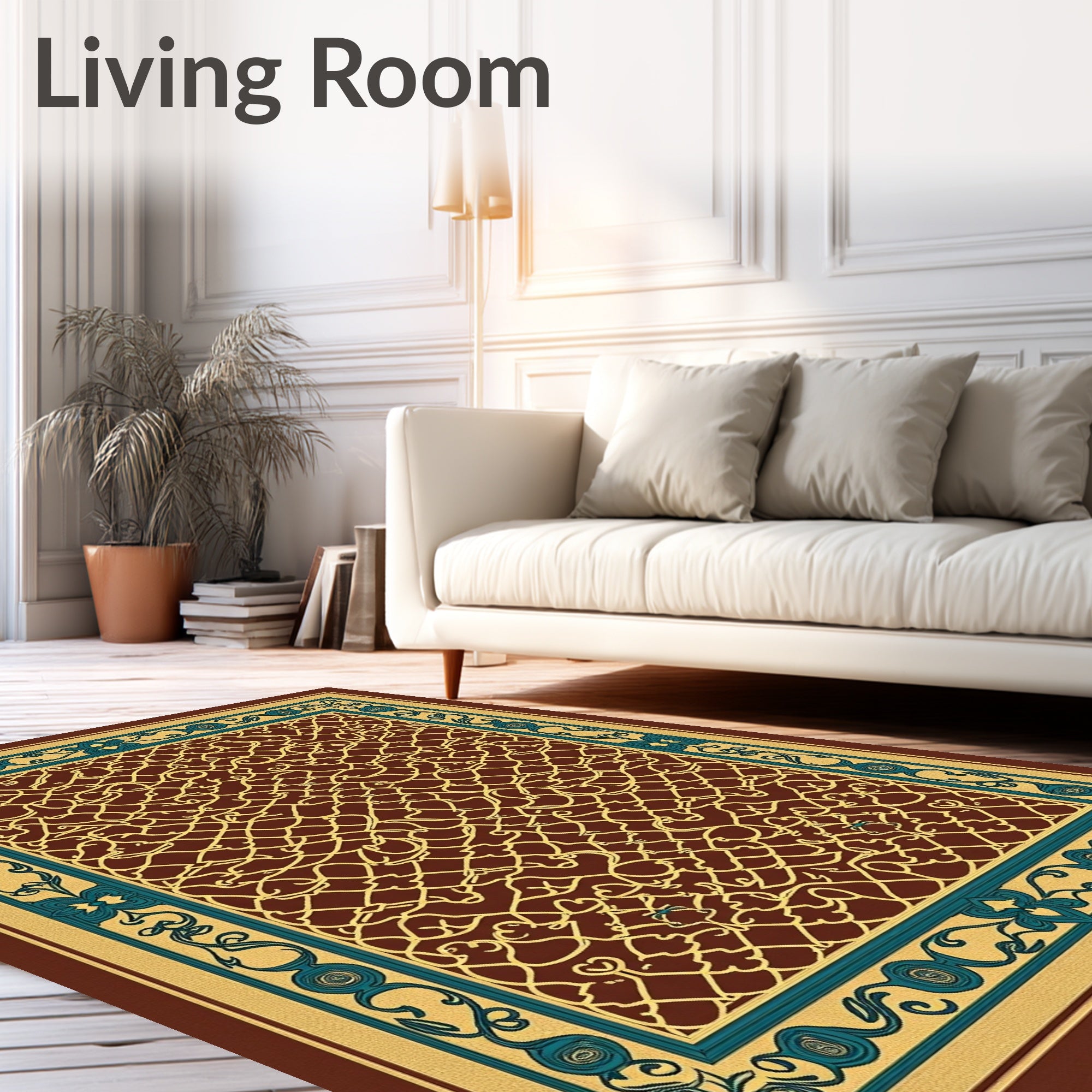 Intricate Lattice Border Design Rug