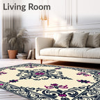 Ornate Floral Scrollwork Patterned Rug