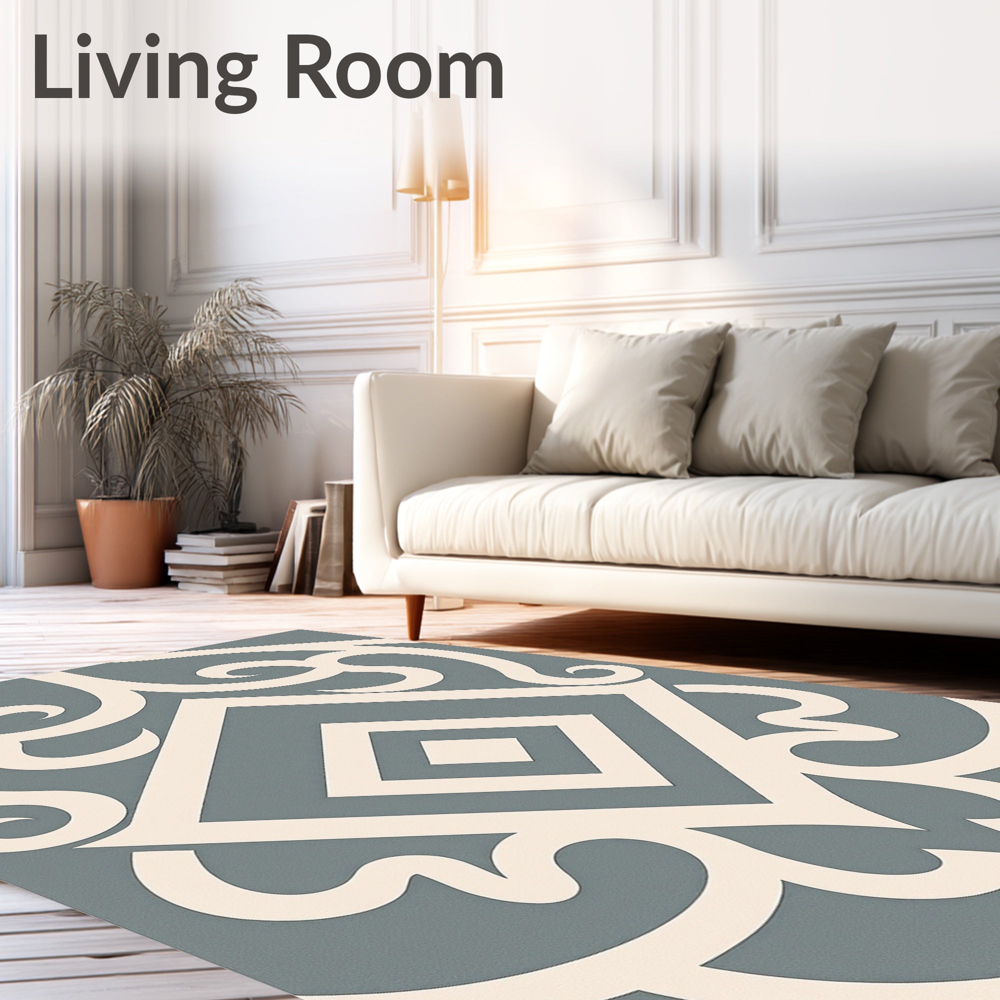 Classic Diamond Swirl Abstract Pattern Rug