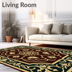 Intricate Floral Golden Medallion Rug