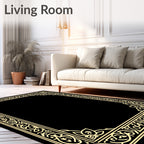 Ornate Floral Scrollwork Border Rug