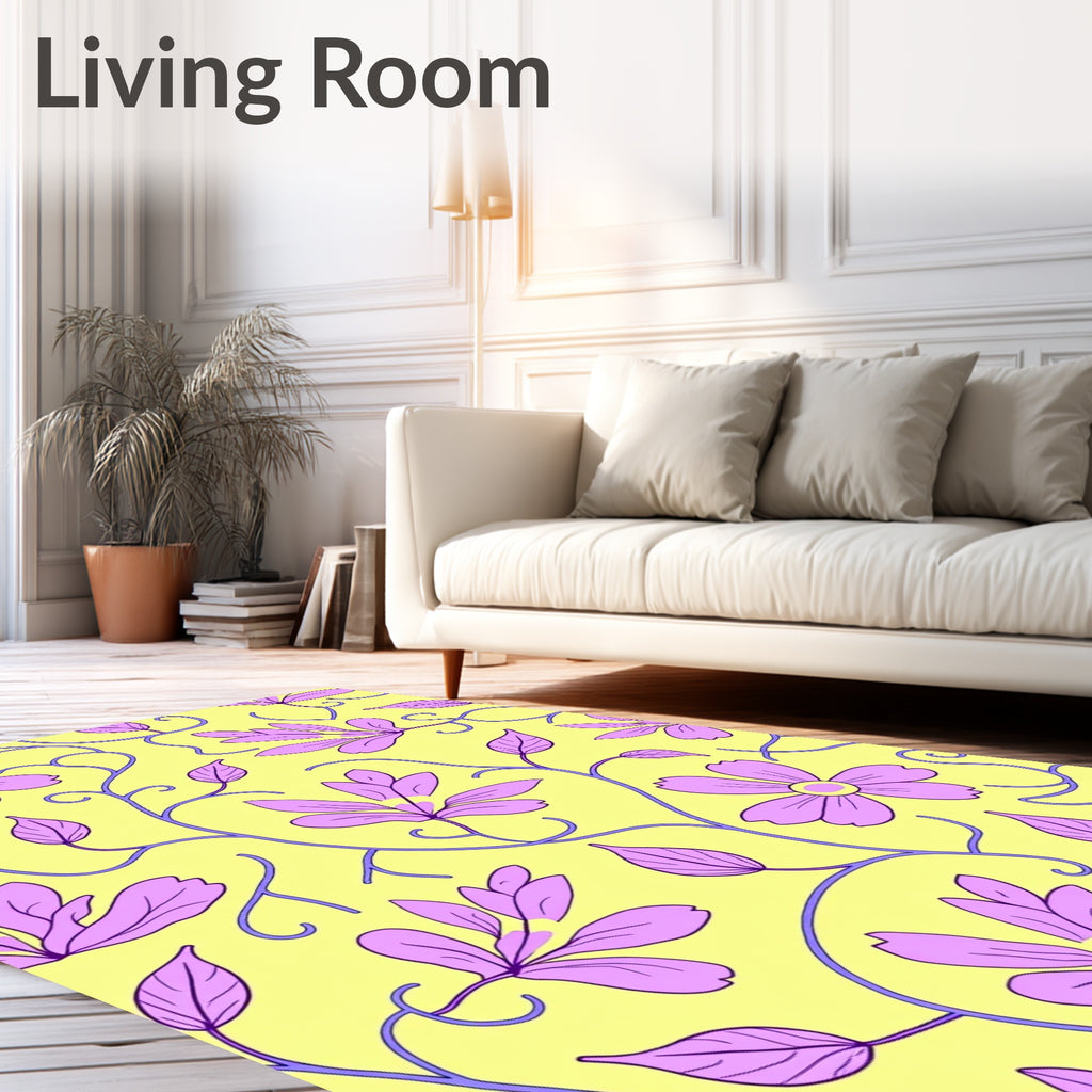 Purple Floral Vine Pattern Rug
