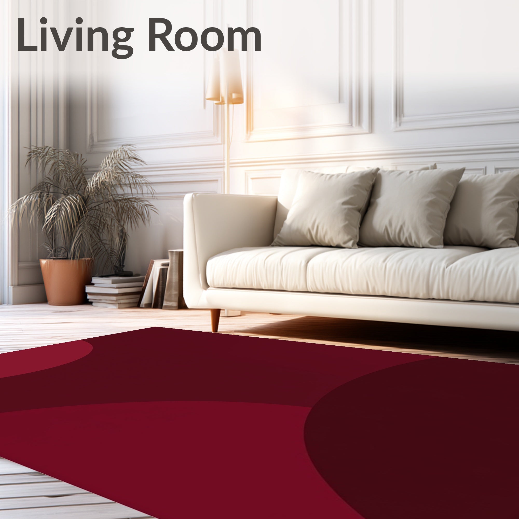 Crimson Deep Layered Curve Design Rug