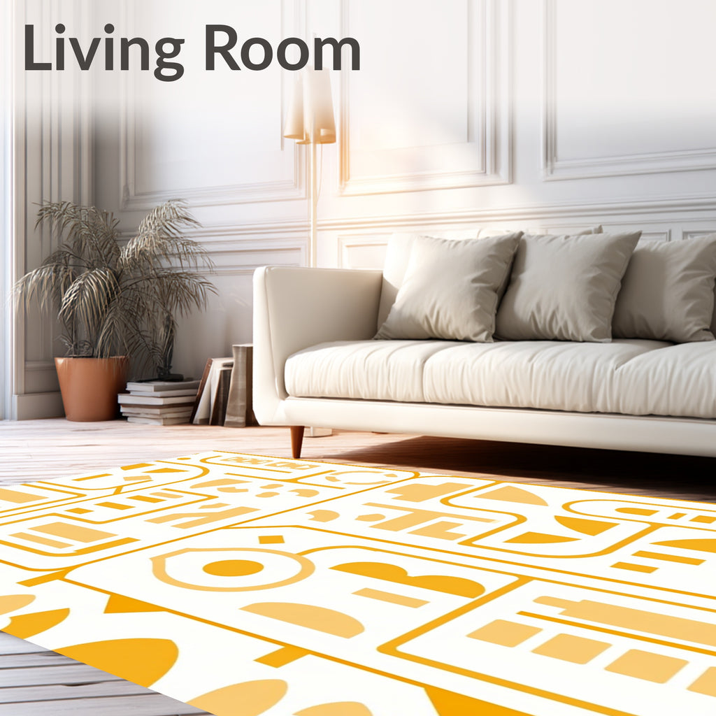Abstract Orange Geometric Shapes Rug