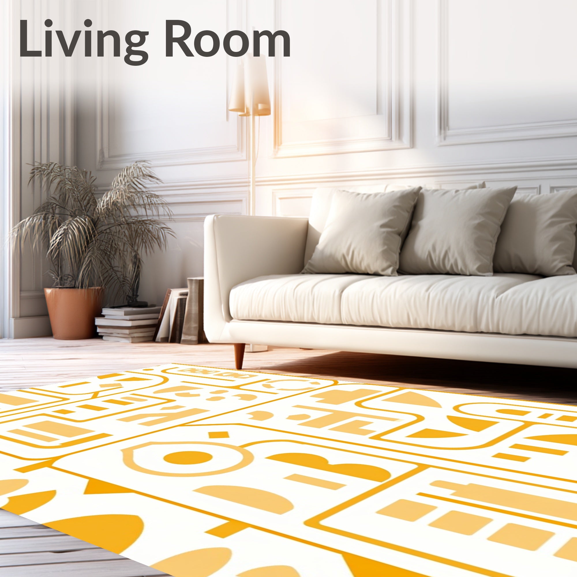 Abstract Orange Geometric Shapes Rug