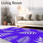 Vibrant Blue Leaf Pattern Rug