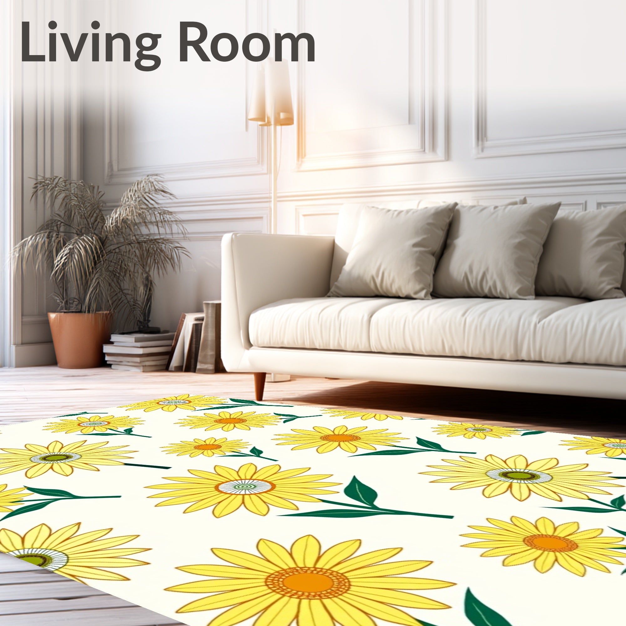 Yellow Daisy Floral Pattern Rug