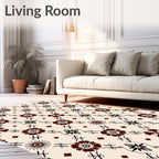 Brown Floral Lattice Pattern Rug