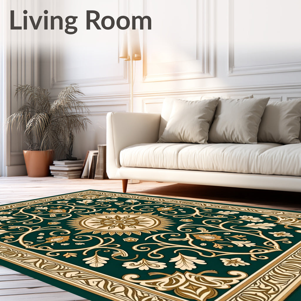 Elaborate Vintage Floral Sunburst Pattern Rug