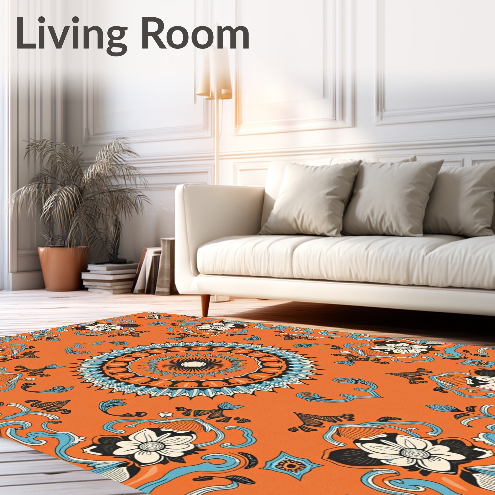 Mandala Floral Pattern Medallion Design Rug