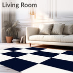 Bold Checkered In Navy and White Rug