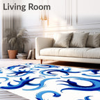 Dynamic Blue Swirl Organic Pattern Rug
