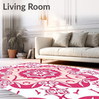Vibrant Pink Floral Mandala Design Rug