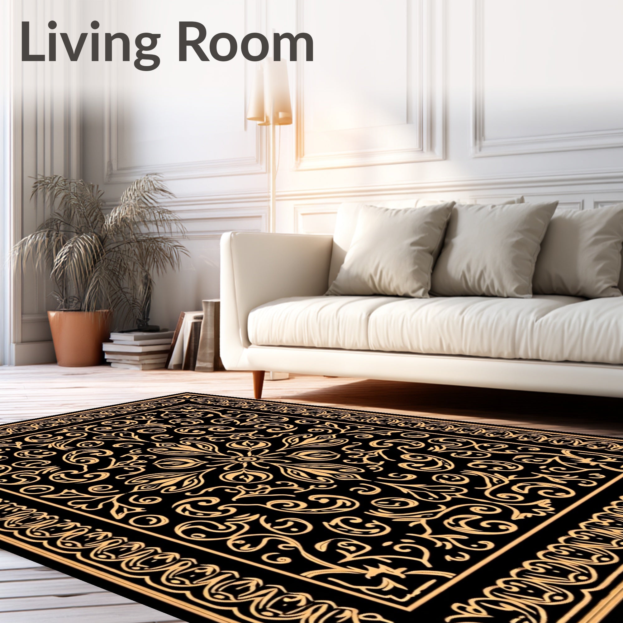 Ornate Floral Scrollwork Pattern Rug