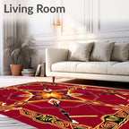 Geometric Dazzle Red and Gold Rug