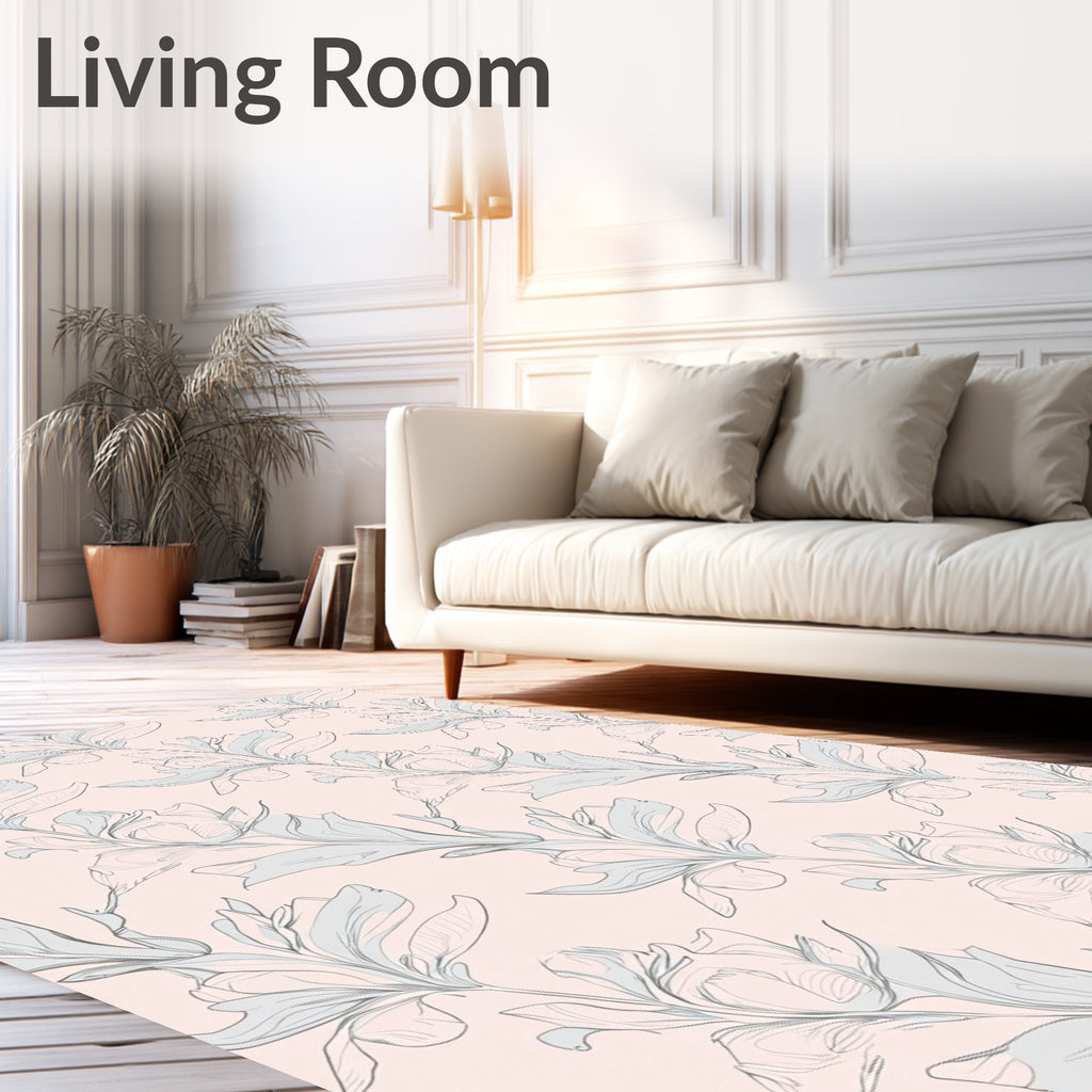 Botanical Sketch Floral Pattern Rug