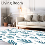 Teal Leaf Pattern Design Rug