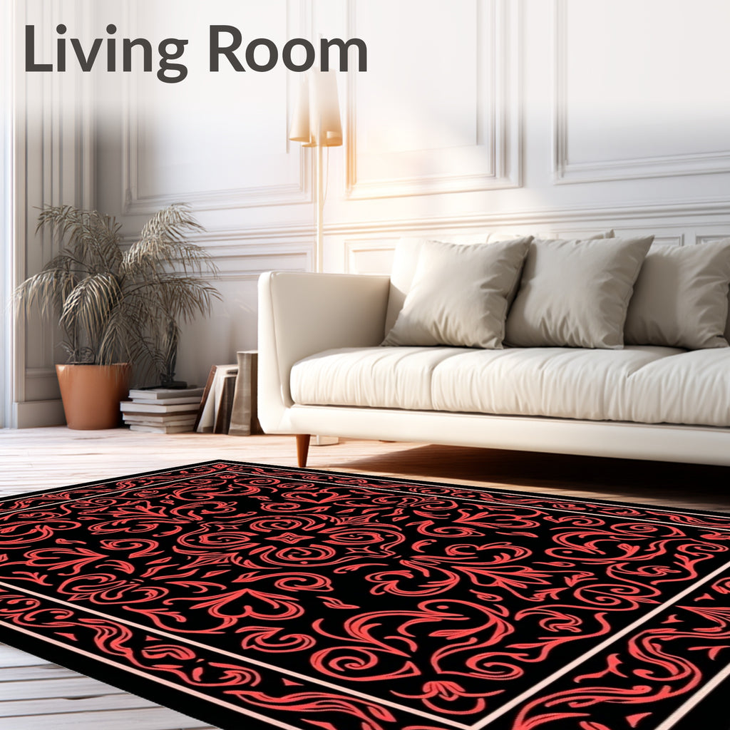 Coral Floral Intricate Patterned Rug