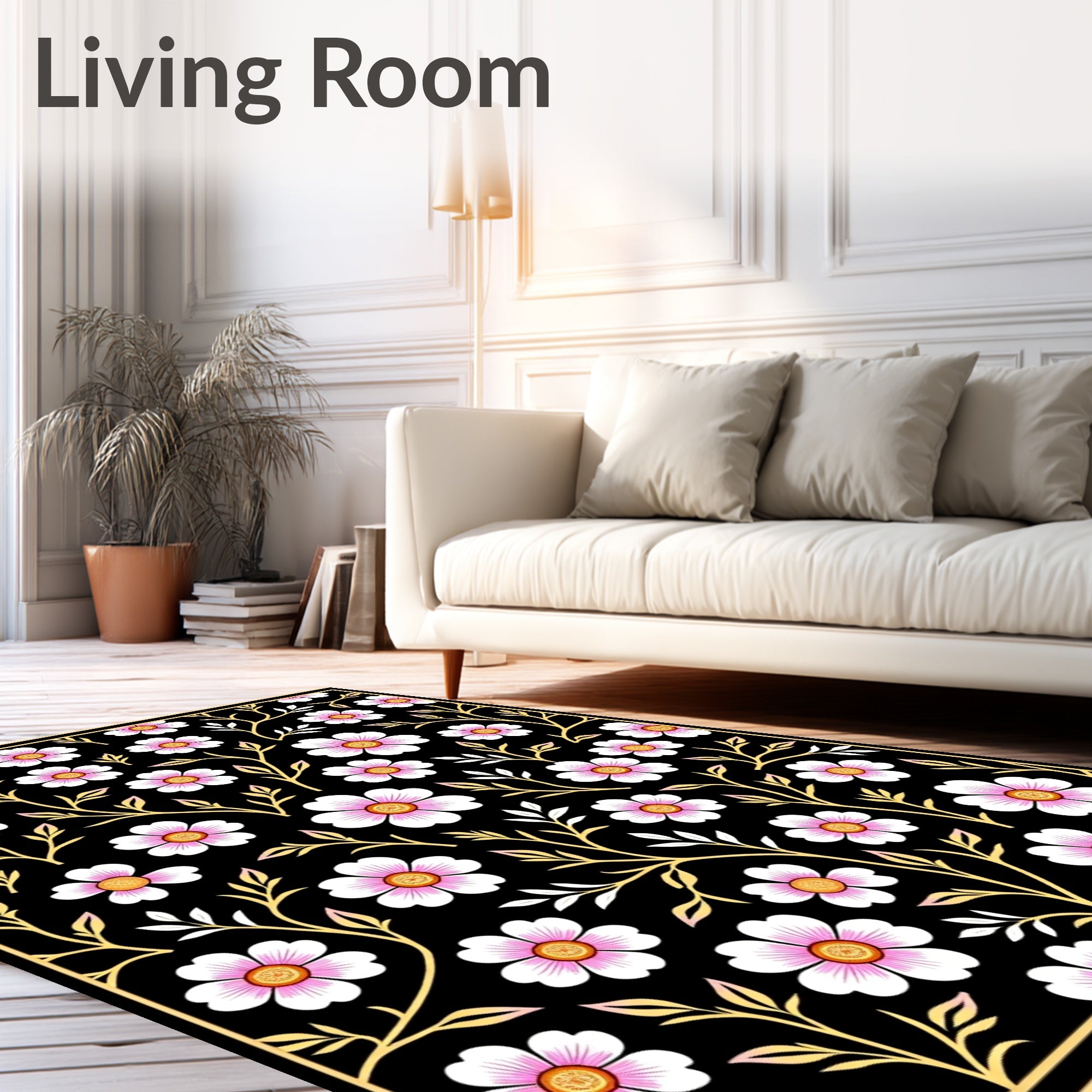 Chic Floral Branches Patterned Rug